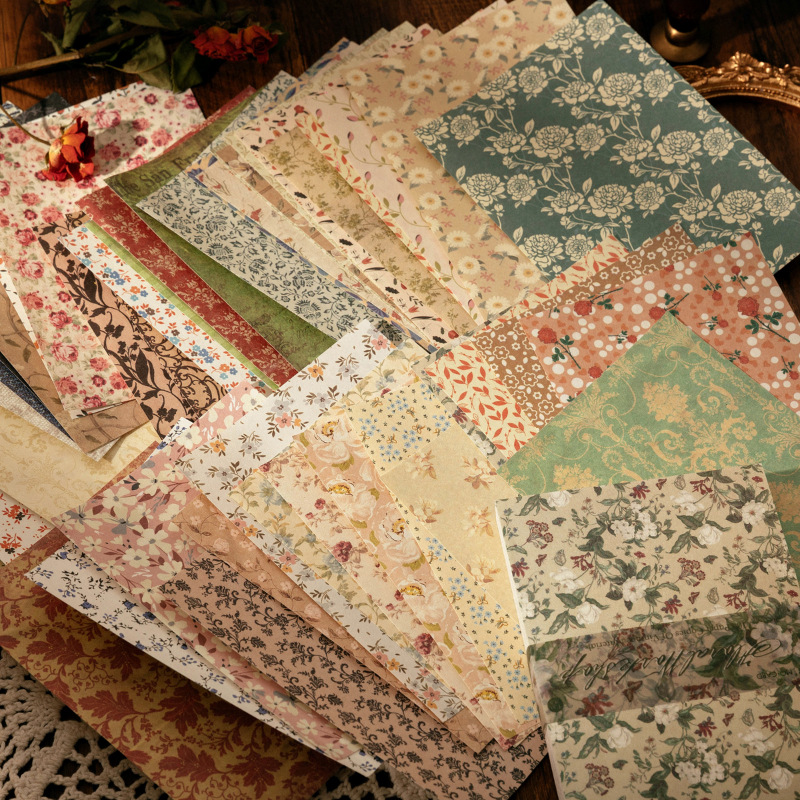 Ink Blotter Paper - 100 Sayfa Vintage INS Çiçek desenli