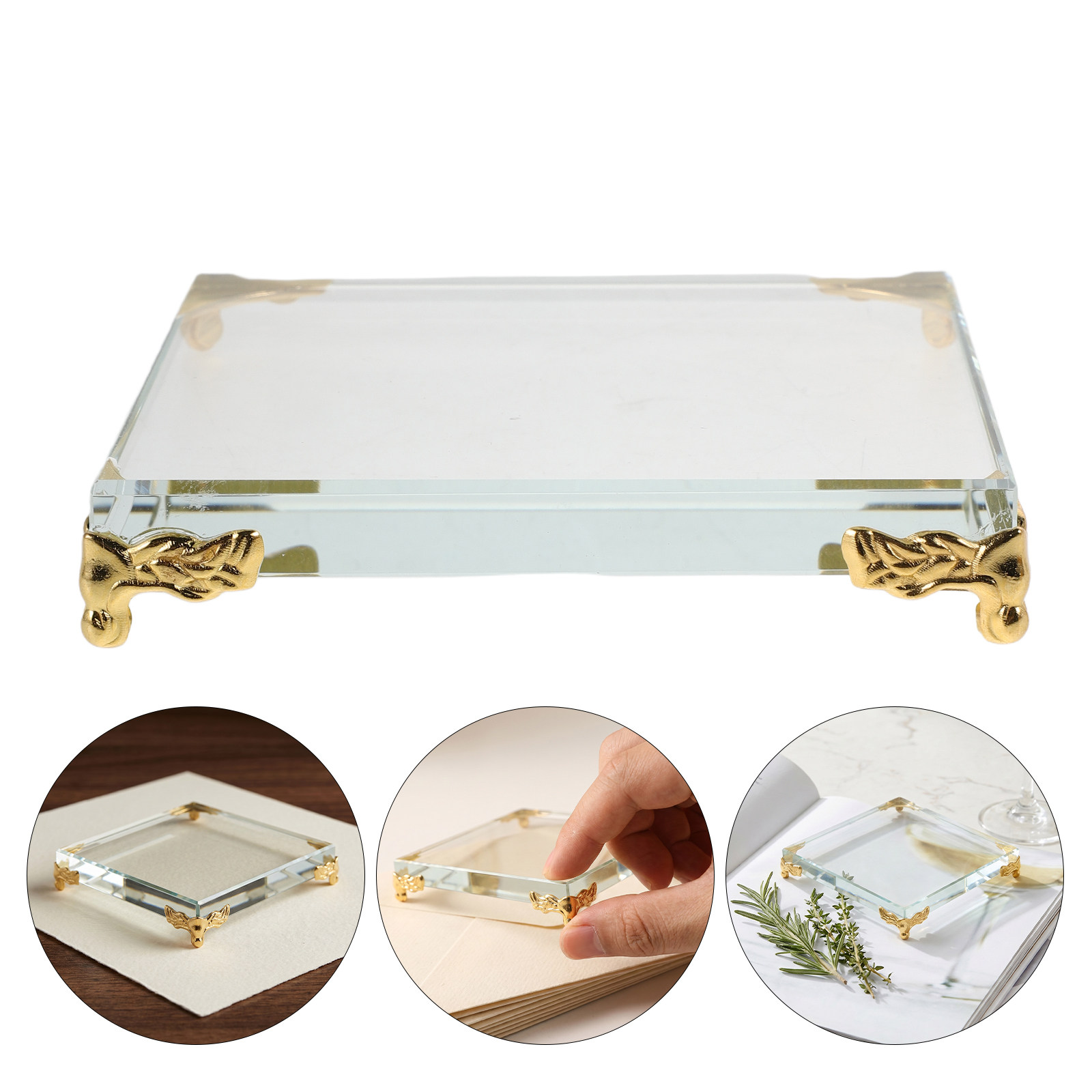Paper Weight Crystal - Kare Kristal Kağıt Ağırlığı, Şeffaf Kristal